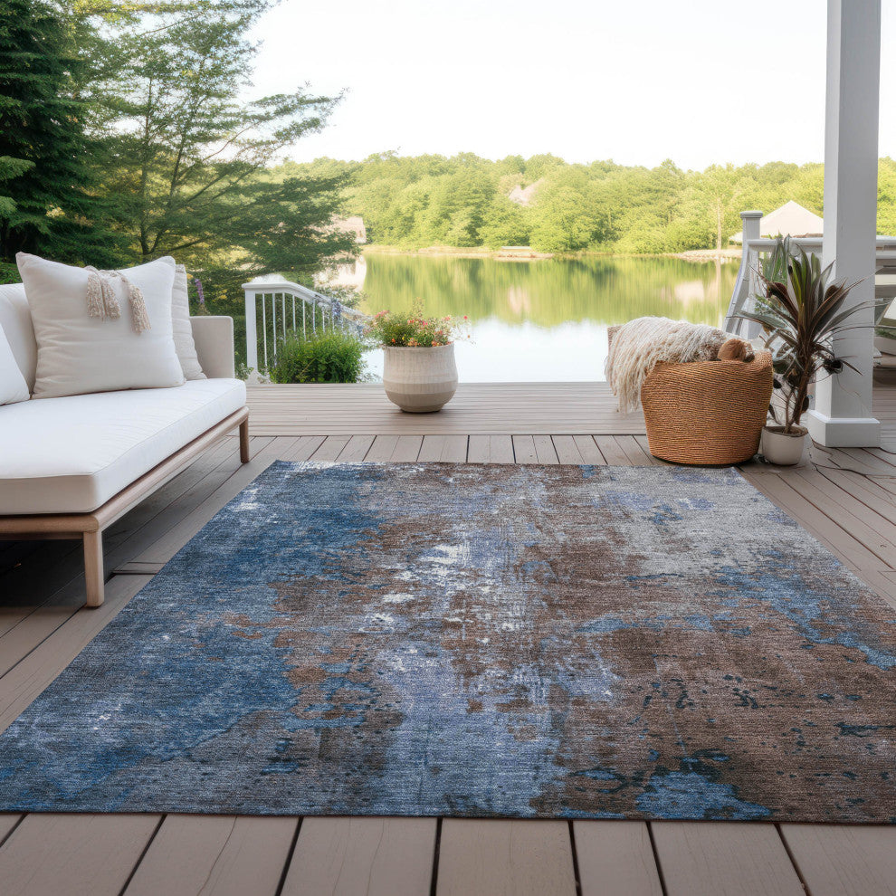 Machine Washable Indoor/Outdoor Chantille ACN1870 Coffee 5' x 7'6" Rug