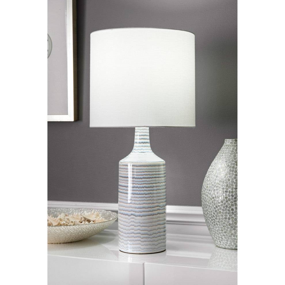 Nuloom Ceramic Linen Shade Gray Finish On-Off Switch Table Lamp, 28"