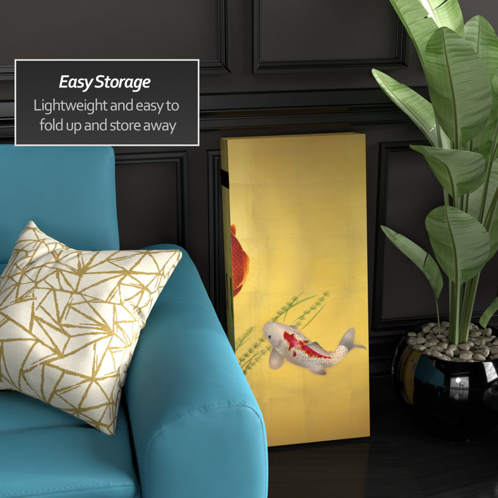 3' Tall Double Sided Seven Lucky Fish Canvas Room Divider