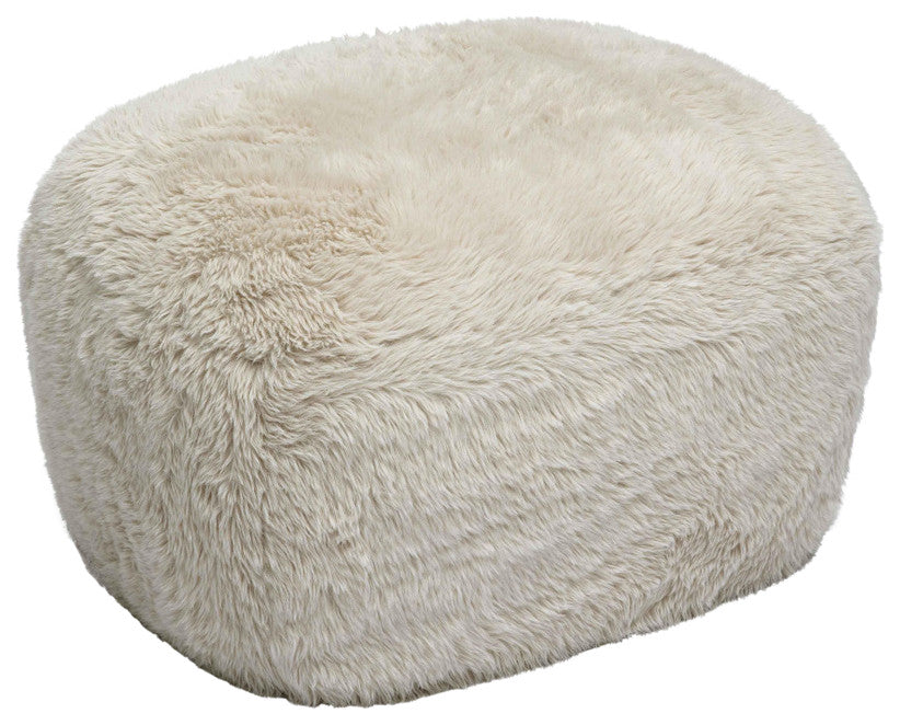 Britt Vegan Shearling Ottoman, Natural