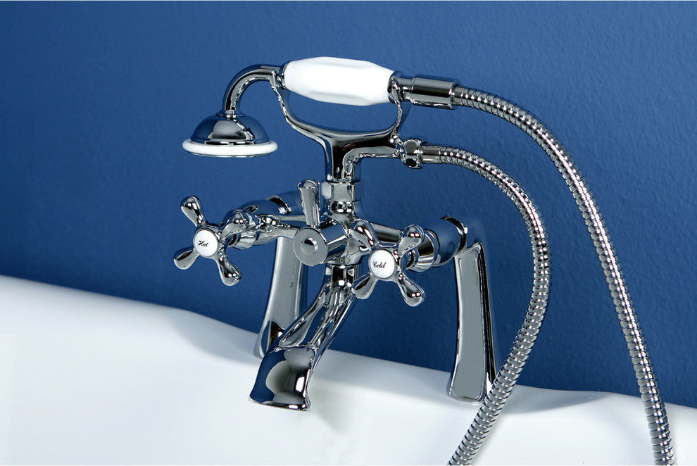 Kingston Brass Clawfoot Tub Faucet With Hand Shower, Polished Chrome