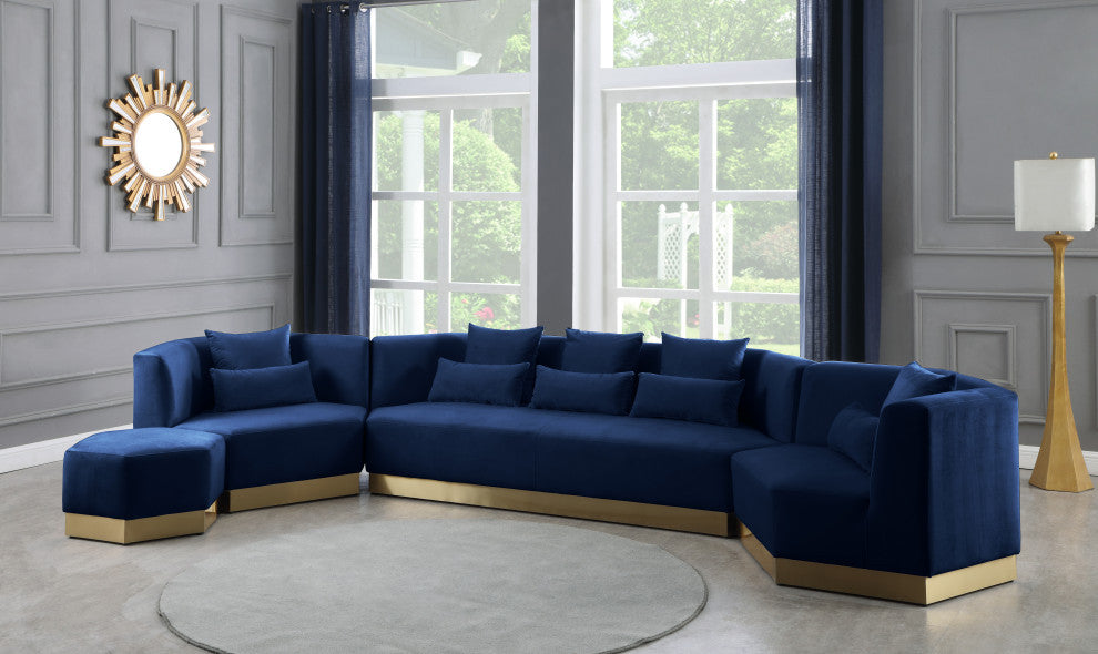 Marquis Velvet Upholstered Set, Navy, Sofa