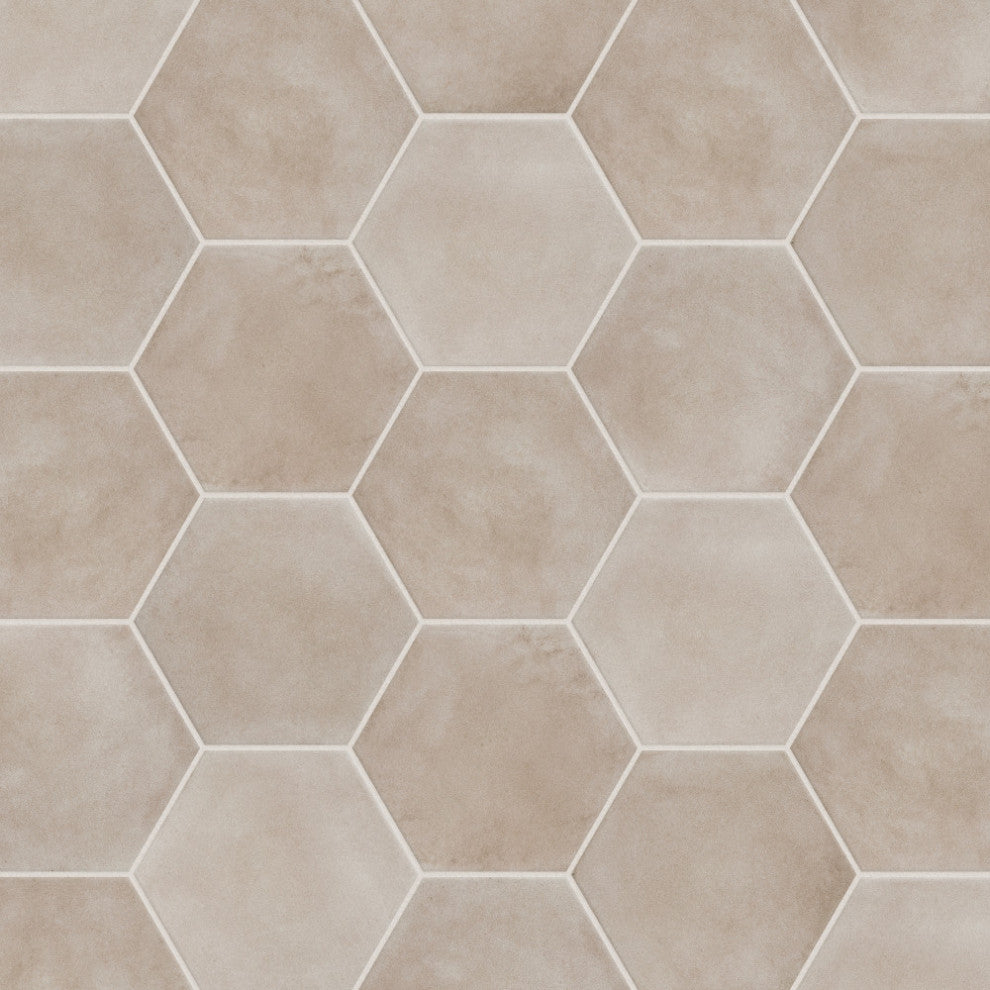 Matter Hex Taupe Porcelain Floor and Wall Tile