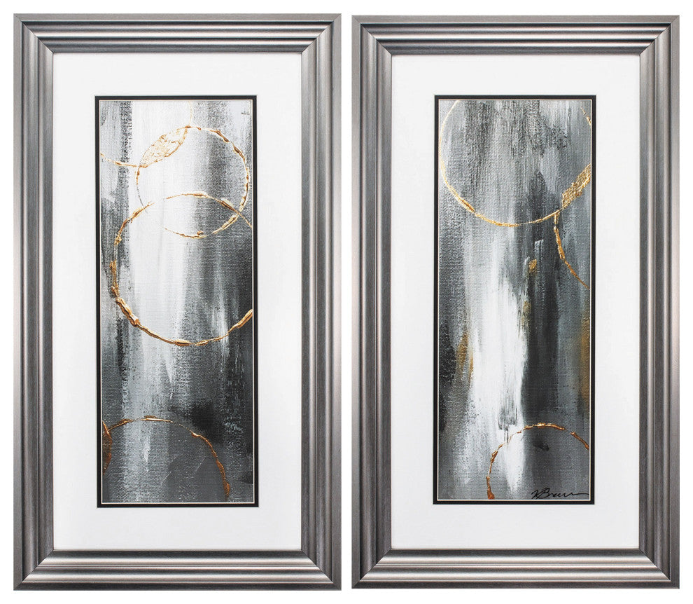 15" X 27" Gunmetal Gray Frame Gray Matter (Set Of 2)