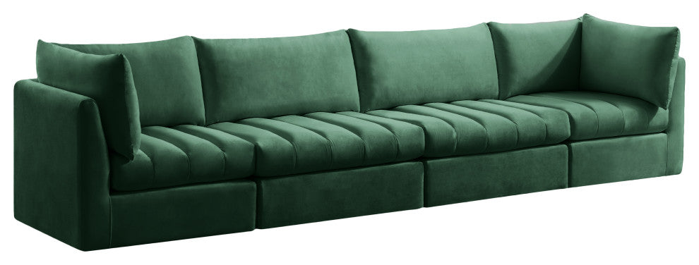 Jacob Velvet Upholstered 4-Piece Modular Sofa, Green