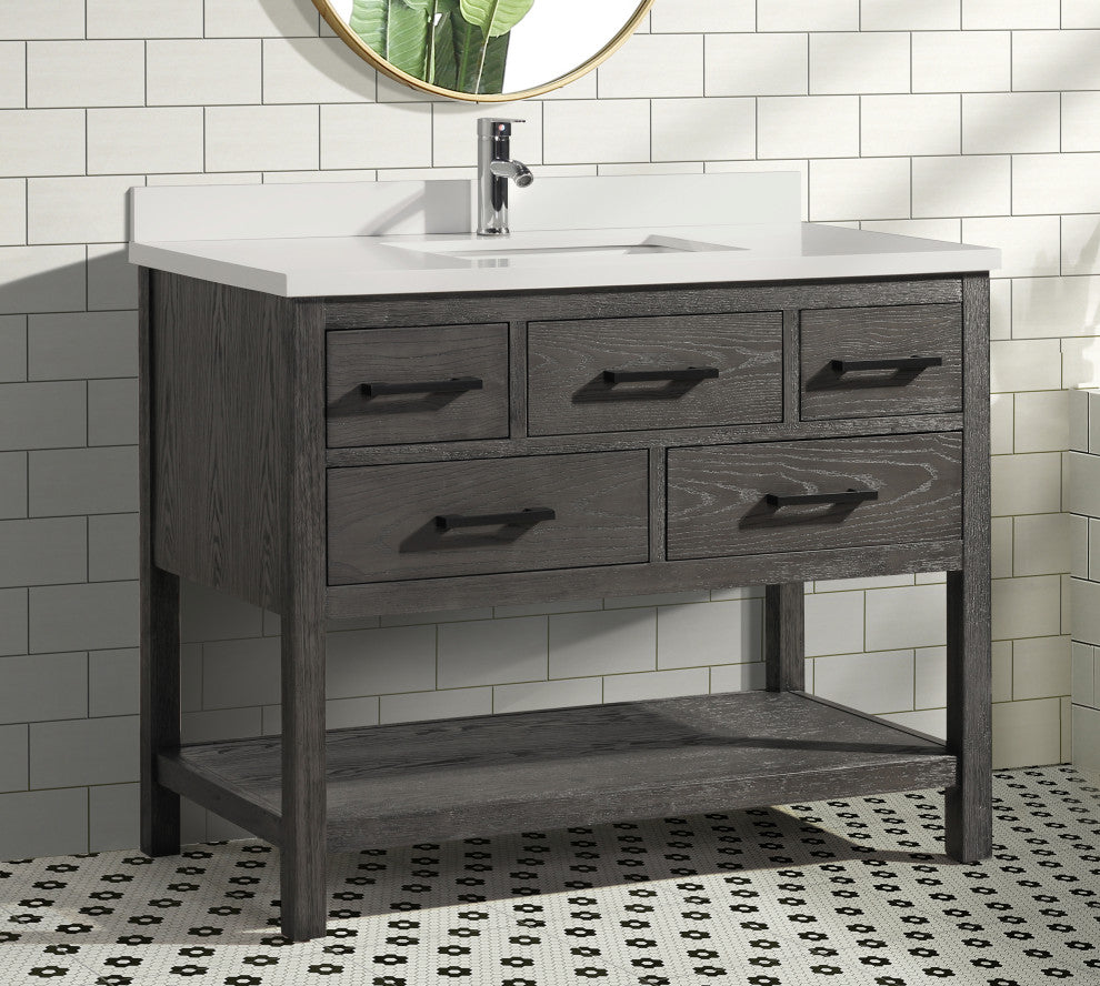 Betty 42" Bathroom Vanity, Weathered Gray Finish