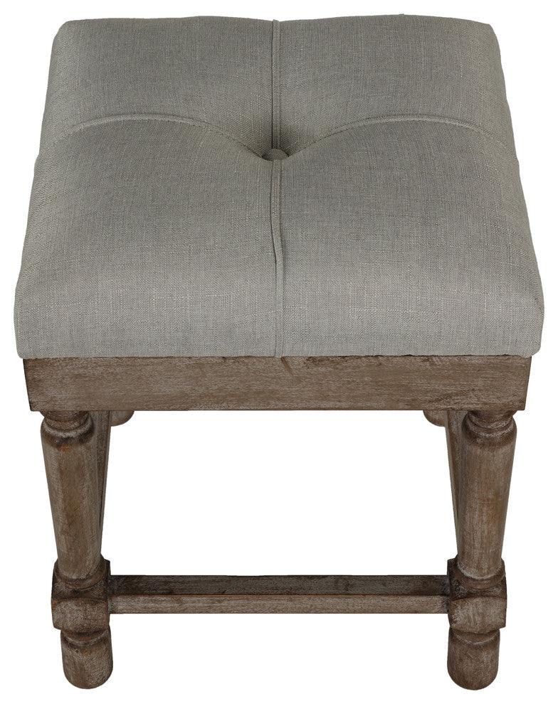 Cortesi Home Kalmus Square Ottoman Stool 19" High, Beige Fabric