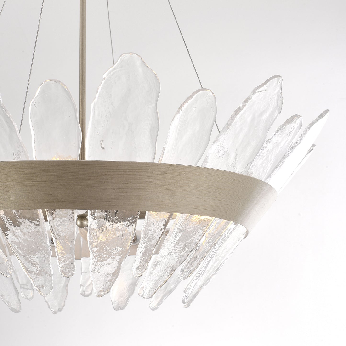 Eva 4-Light 29" Modern Handcrafted Glass Chandelier Brushed Champagne Silver