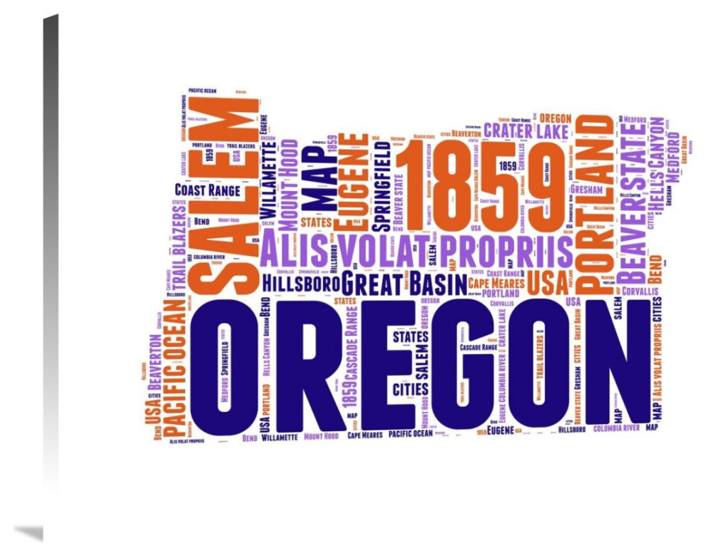 "Oregon Word Cloud Map" Fine Art Print