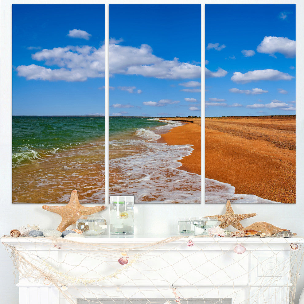 "Green Waters on Winter Day Beach" Metal Wall Art, 3 Panels, 36"x28"