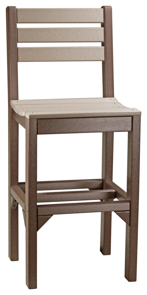 Set of 4 Poly Island Dining Chairs, Weatherwood & Chestnut Brown, Bar Height