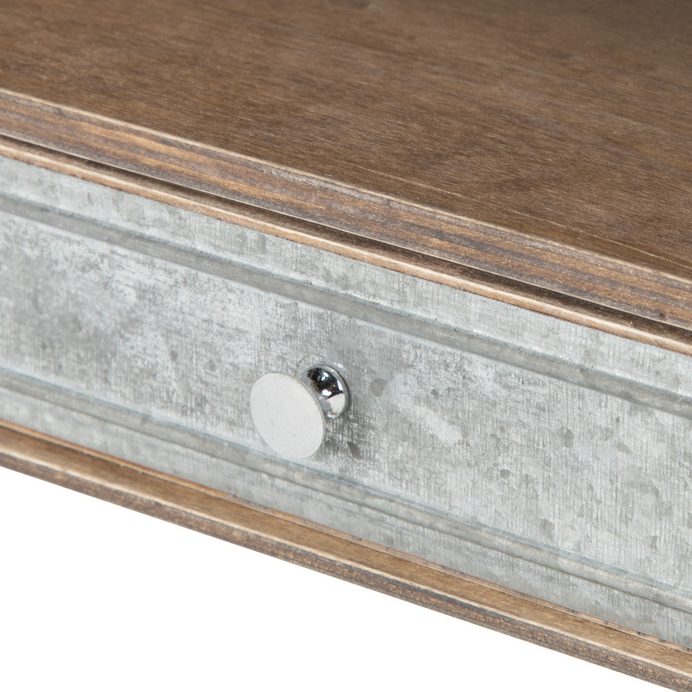 Industrious Desktop Wood Letter Tray, 13x9x10, Rustic Brown/Galvanized Metal