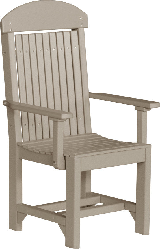 Set of 4 Poly Dining Chairs, Weatherwood, Dining Height, Arm Chair
