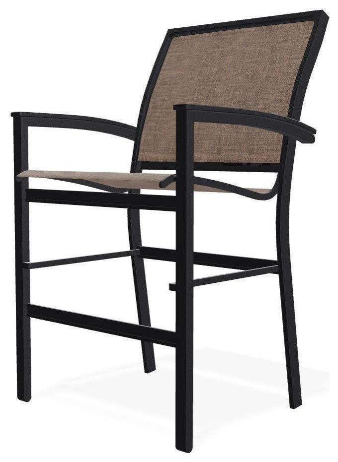 Bazza Sling Balcony Height Stackable Outdoor Stool, Mocha/Black