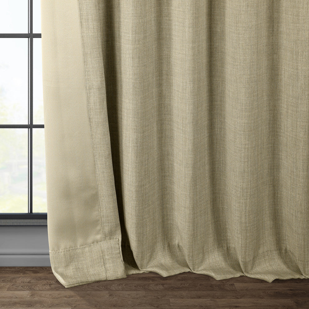 Faux Linen Darkening Curtain Single Panel, Thatched Tan, 50"x108"