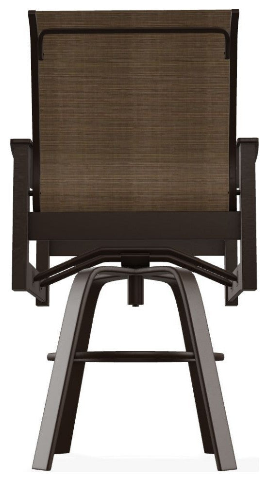 Leeward Sling Bar Height Outdoor Swivel Armchair, Bark/Kona