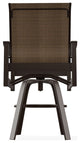 Leeward Sling Bar Height Outdoor Swivel Armchair, Bark/Kona