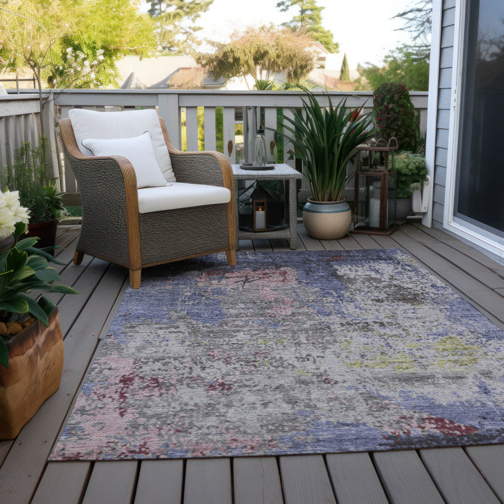 Machine Washable Indoor/Outdoor Chantille ACN1911 Blue 9' x 12' Rug