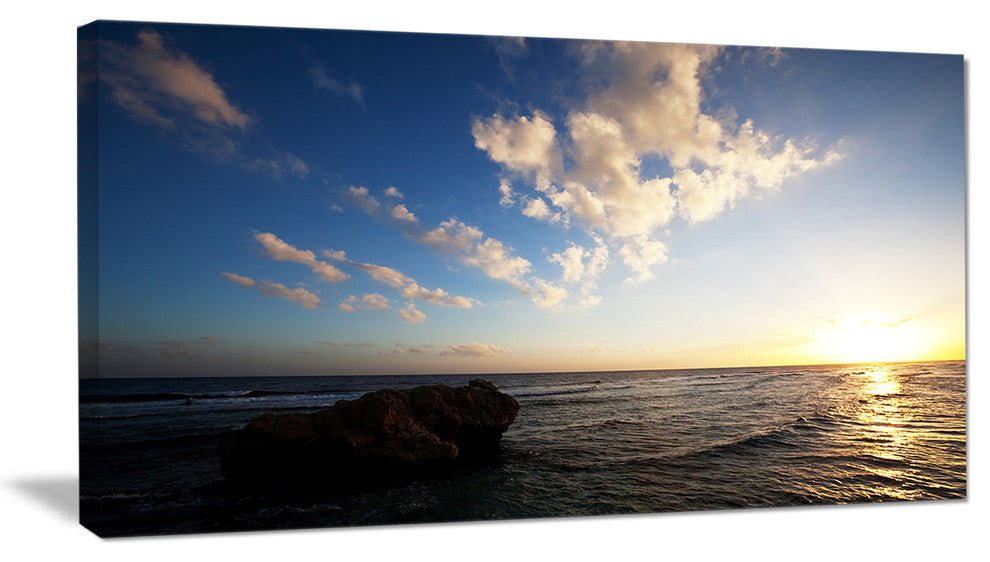 "Evening Sea After Heavy Storm" Modern Beach Canvas Art Print, 40"x20"