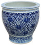 Large Blue and White Porcelain Fish Bowl Lotus Floral Pattern 16"