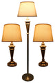 Peterson Set of 3 Table and Floor Lamps, Brushed Nickel