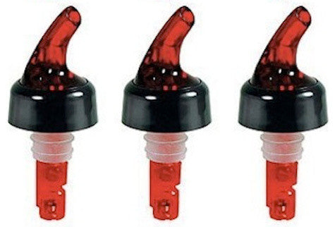 Measured Pour Spouts 1 oz Pourer, 20mm Cork, Red, Set of 3