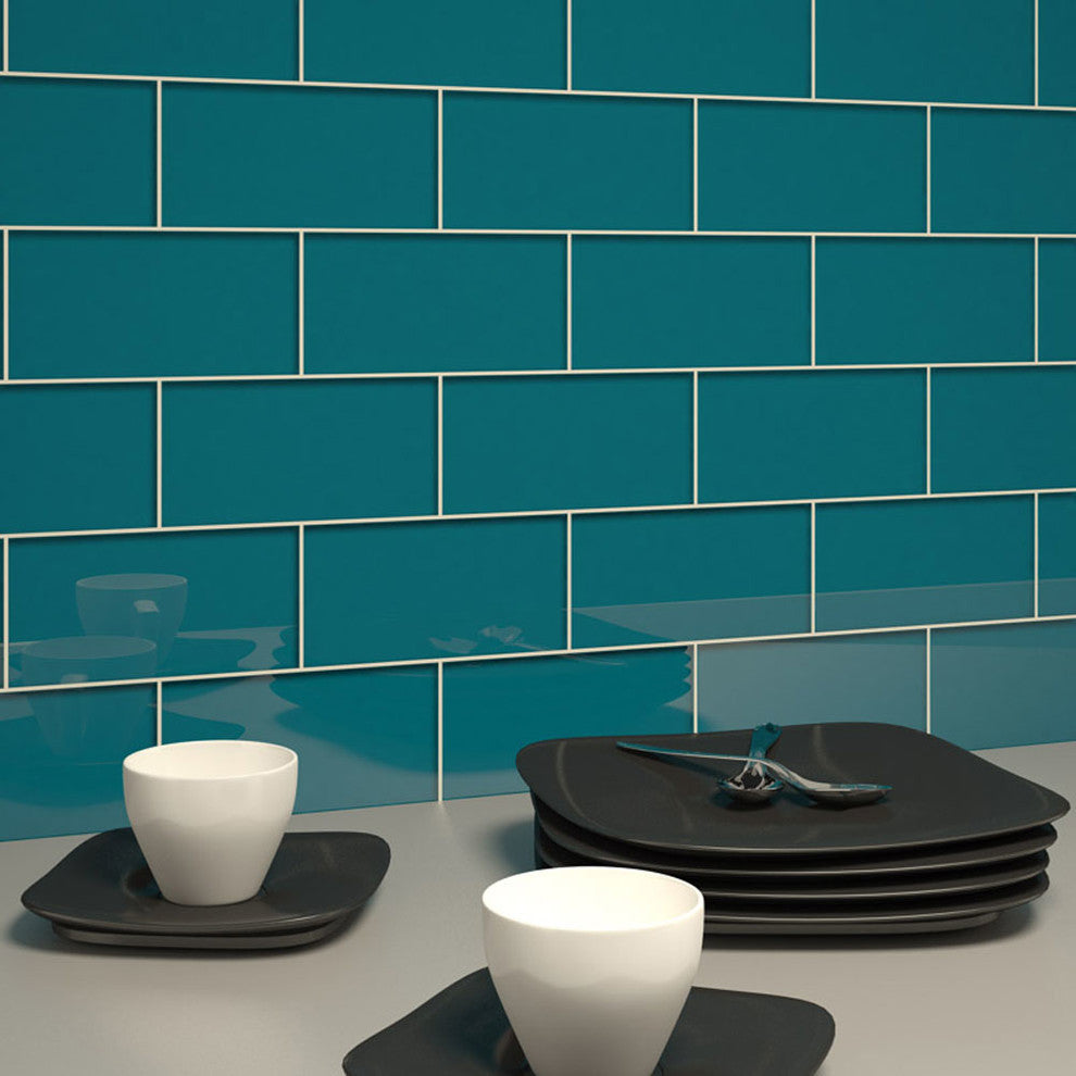 Glass Subway Tile, Dark Teal, Sample Swatch