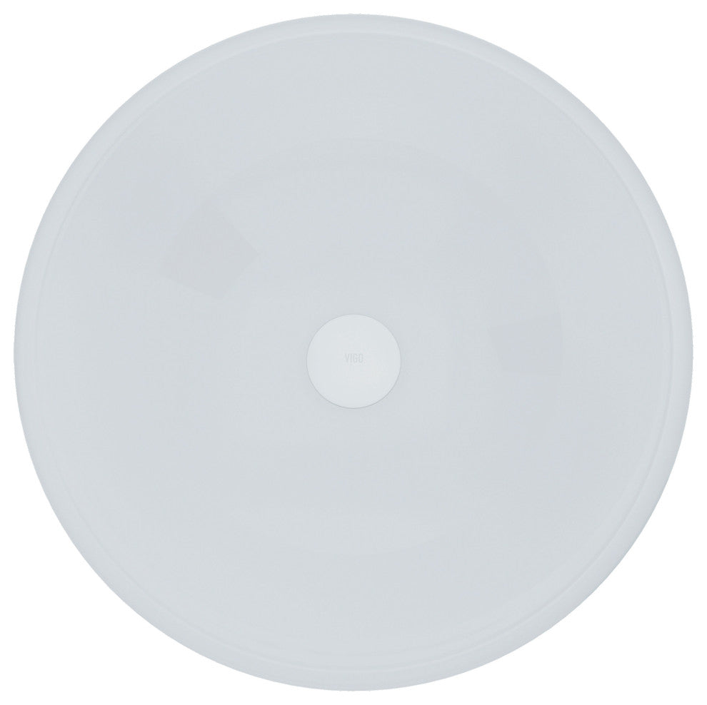 VIGO Giovanni 17"L x 17"W x 6"H Glass Round Vessel Bathroom Sink, White Frost