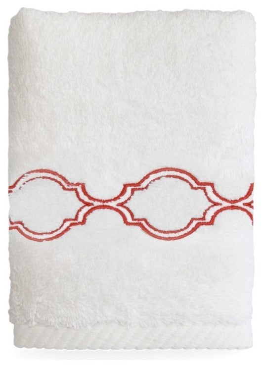 Soft Twist Trellis Wascloth, White & Terra Cotta, 13"x13"