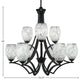 Zilo 9 Light Chandelier, 5" Black Fusion Glass