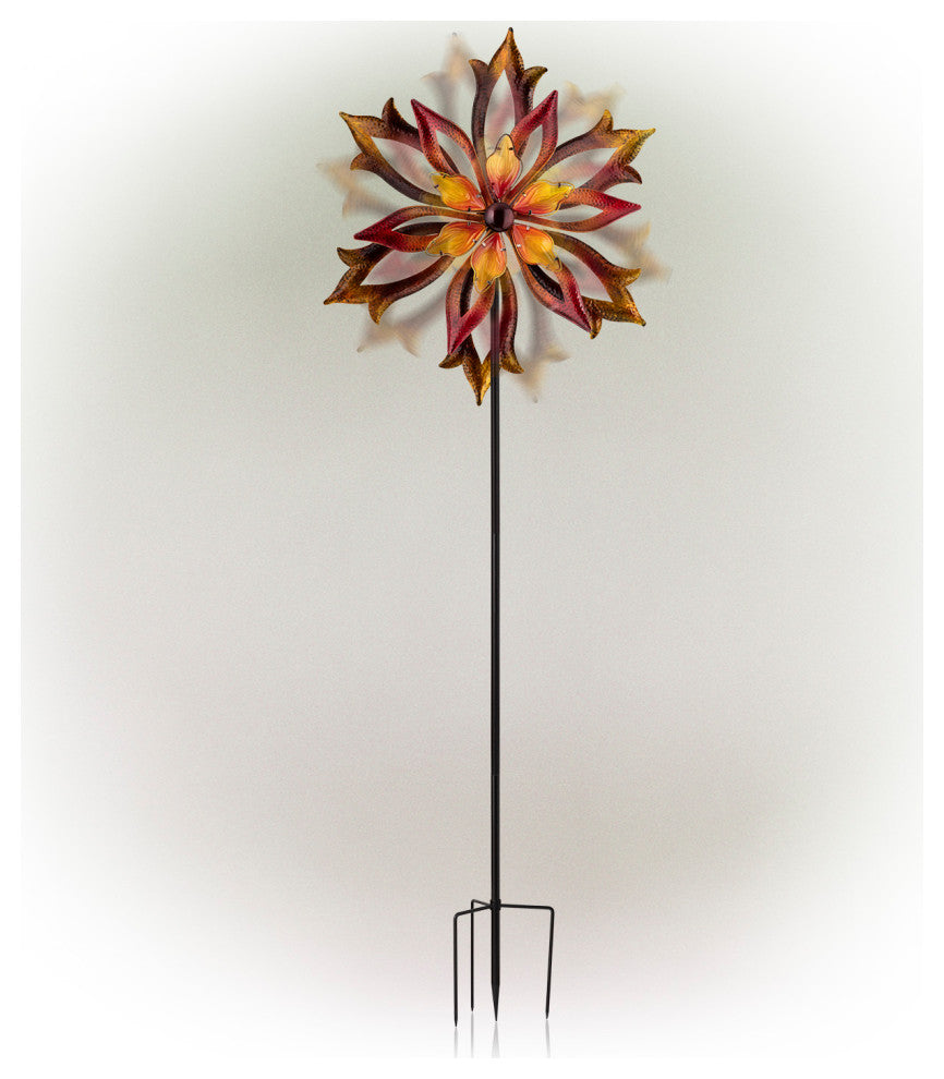 Metal Double-Sided Flame Spinning Garden Stake, 96"