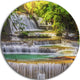Tranquil Erawan Waterfall, Landscape Round Wall Art, 23"