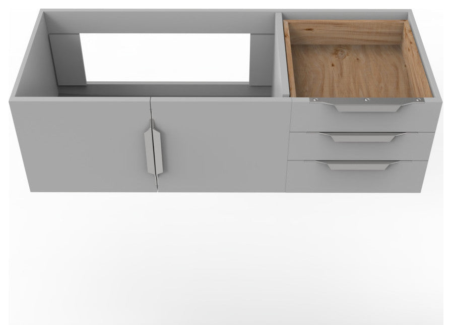 CastelloUSA Alpine 48" Wall Mounted Vanity, Base Only, Gray, Brushed Nickel