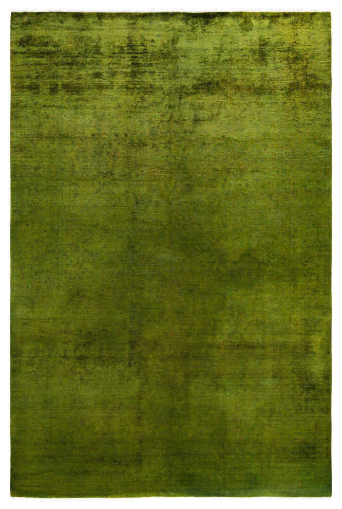 Overdyed One-of-a-Kind Hand-Knotted Area Rug Green, 6' 3" x 9' 1"