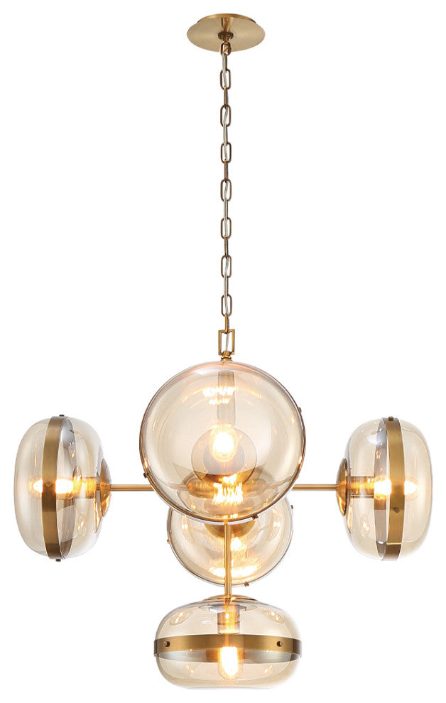Mid-Century Chandelier, Ancient Brass