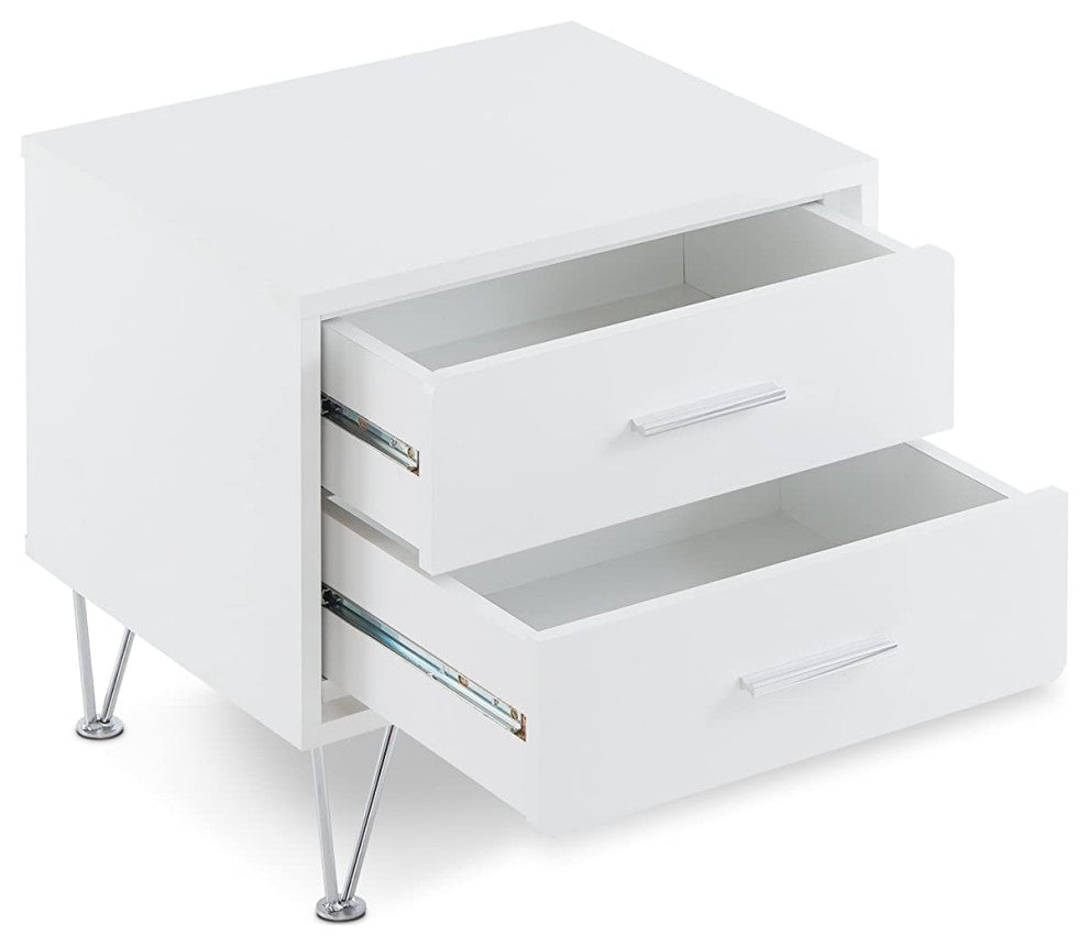 Nightstand with 2 Drawers, White