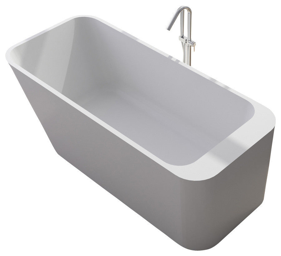 ADM Rounded Freestanding Bathtub, Matte White, 66.9"