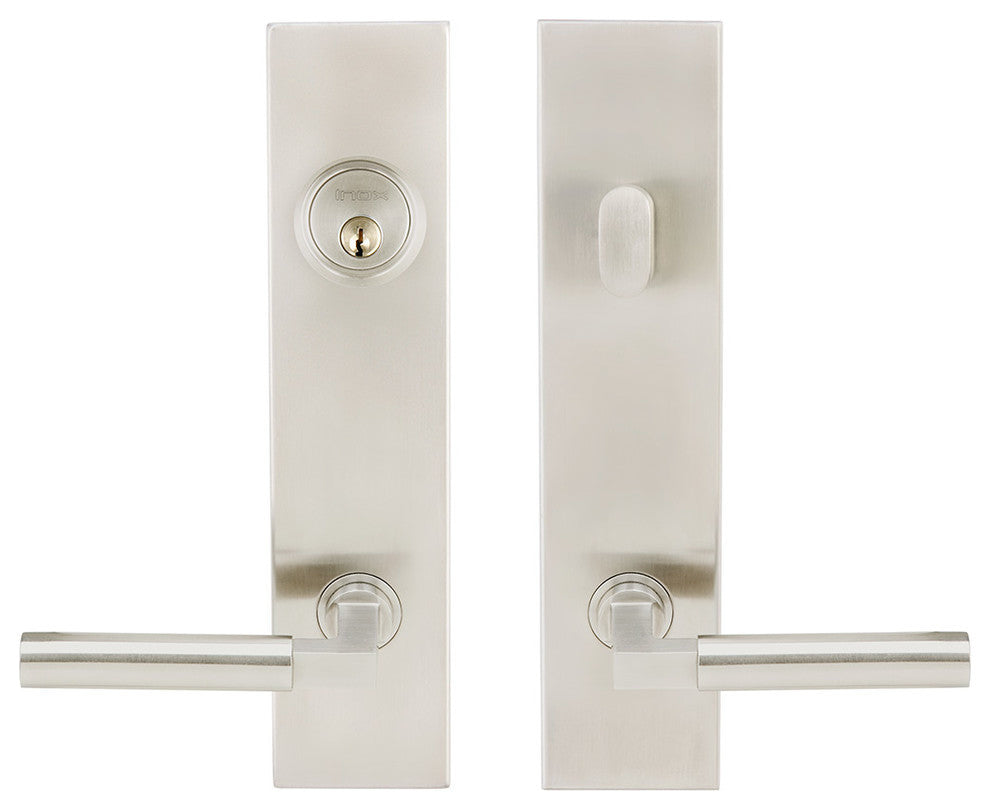 Aurora Lever, Tubular Entry, Single Cylinder, Left Hand, Satin Stainless Steel