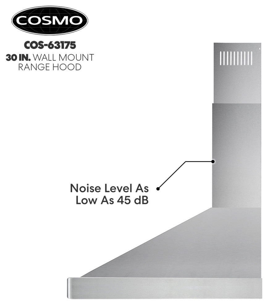 Cosmo Wall-Mount Range Hood, 30"