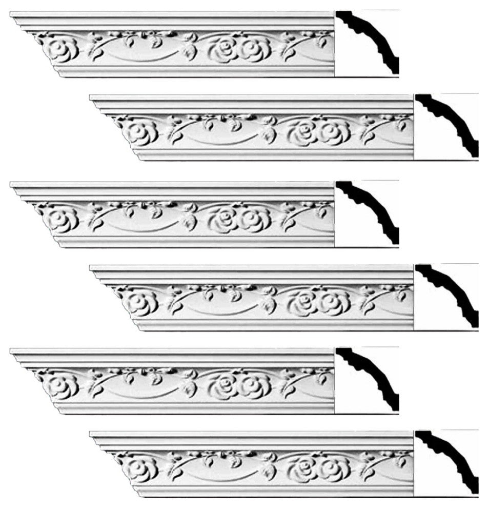 Ornate Cornice White Urethane Huntington Design 6 Pieces Totaling 564" Length