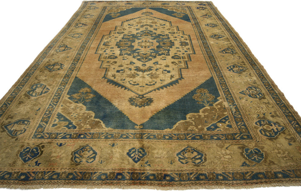 Vintage Turkish Oushak Rug, 05'04 X 09'07