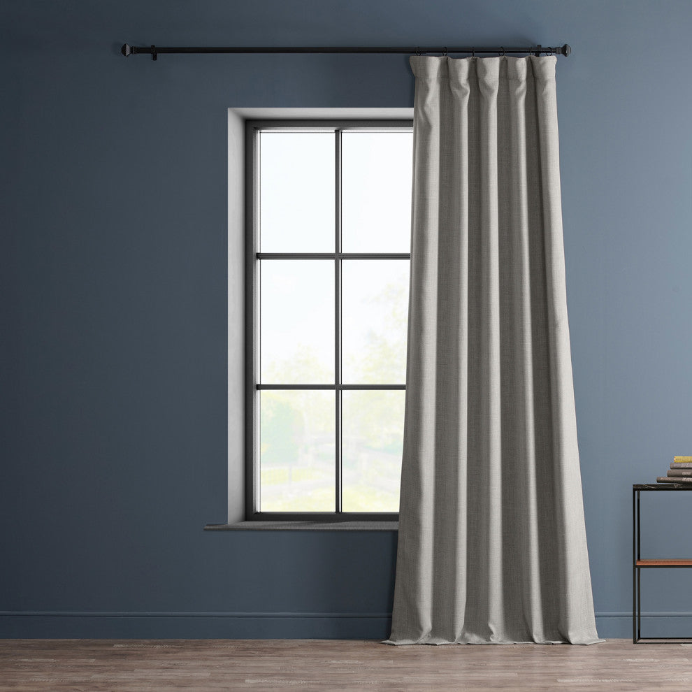 Faux Linen Darkening Curtain Single Panel, Clay, 50"x120"
