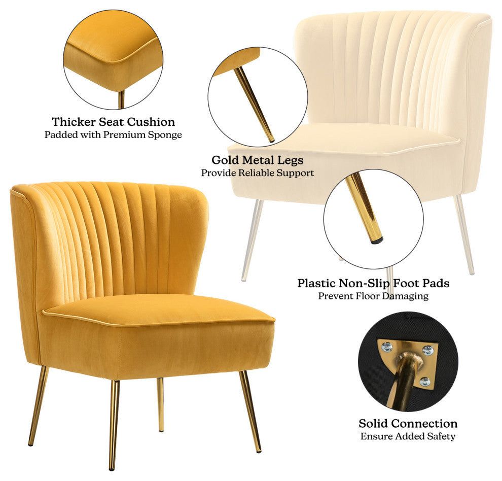 Velvet Accent Dining Chair, Mustard