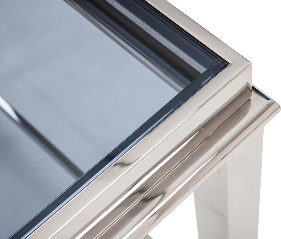 Modrest Agar Modern Glass and Stainless Steel Coffee Table