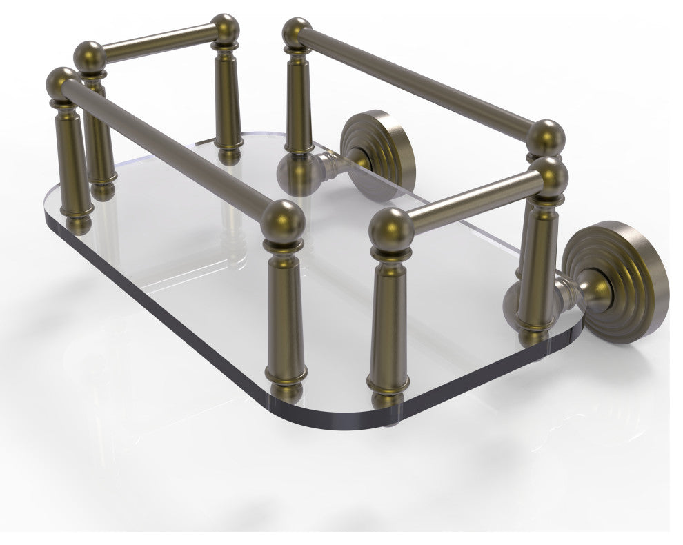 Waverly Place Wall-Mount Glass Guest Towel Tray, Antique Brass