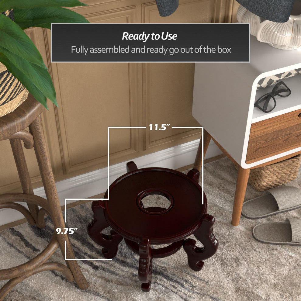 Rosewood Fishbowl Stand, Size 11.5" Base Diameter