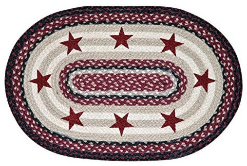 Earth Rugs OP-344 Burgundy Stars Oval Patch 20" x 30"