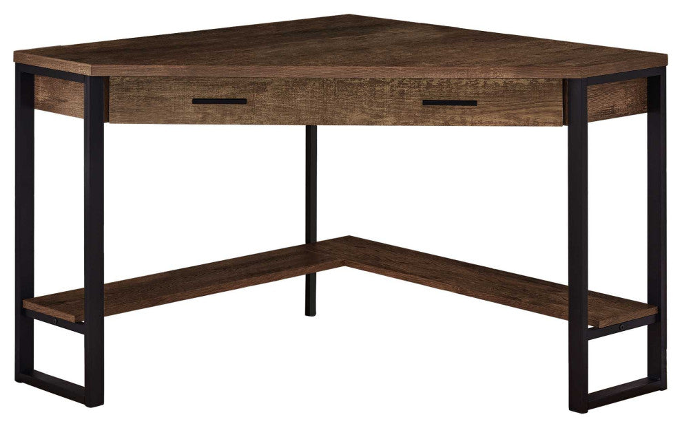 HomeRoots 42" x 42" x 30" Brown Reclaimed Wood Corner Computer Desk