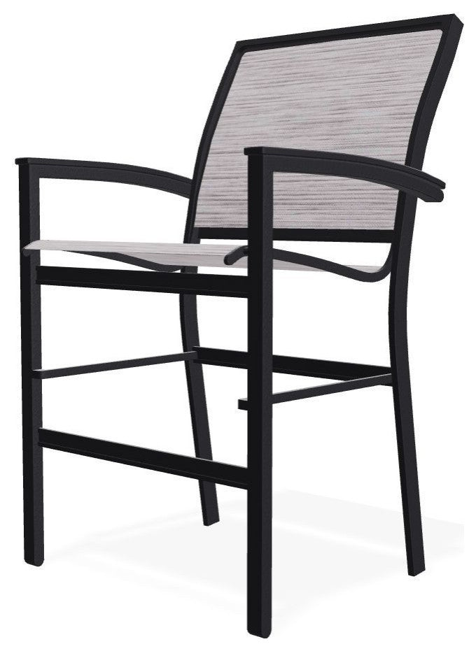 Bazza Sling Balcony Height Stackable Outdoor Stool, Fossil/Black