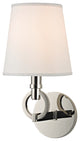 Malibu, One Light Wall Sconce, Polished Nickel Finish, White Faux Silk Shade